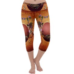 Wonderful Steampunk Easter Egg With Flowers Capri Yoga Leggings