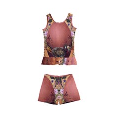 Wonderful Steampunk Easter Egg With Flowers Kids  Boyleg Swimsuit