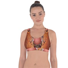 Wonderful Steampunk Easter Egg With Flowers Cross String Back Sports Bra