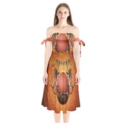 Wonderful Steampunk Easter Egg With Flowers Shoulder Tie Bardot Midi Dress