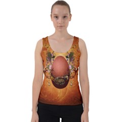 Wonderful Steampunk Easter Egg With Flowers Velvet Tank Top