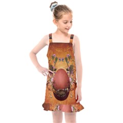 Wonderful Steampunk Easter Egg With Flowers Kids  Overall Dress