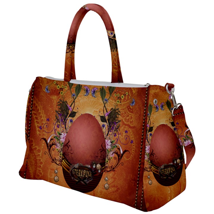 Wonderful Steampunk Easter Egg With Flowers Duffel Travel Bag