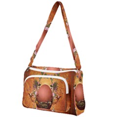 Wonderful Steampunk Easter Egg With Flowers Front Pocket Crossbody Bag