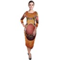 Wonderful Steampunk Easter Egg With Flowers Quarter Sleeve Midi Velour Bodycon Dress View1