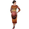 Wonderful Steampunk Easter Egg With Flowers Quarter Sleeve Midi Velour Bodycon Dress View2