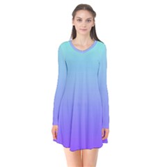 Turquoise Purple Dream Long Sleeve V-neck Flare Dress by retrotoomoderndesigns