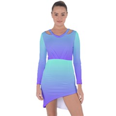 Turquoise Purple Dream Asymmetric Cut-out Shift Dress by retrotoomoderndesigns