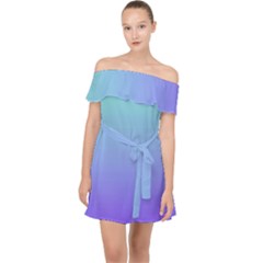 Turquoise Purple Dream Off Shoulder Chiffon Dress