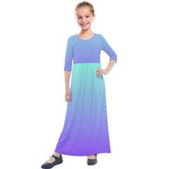 Turquoise Purple Dream Kids  Quarter Sleeve Maxi Dress by retrotoomoderndesigns