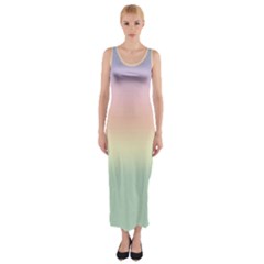 Balmy Pastel Seashore Fitted Maxi Dress by retrotoomoderndesigns