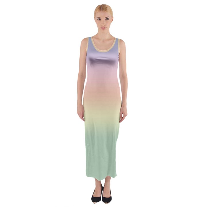 Balmy Pastel Seashore Fitted Maxi Dress