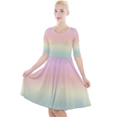 Balmy Pastel Seashore Quarter Sleeve A-line Dress