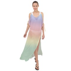 Balmy Pastel Seashore Maxi Chiffon Cover Up Dress