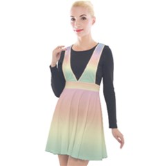 Balmy Pastel Seashore Plunge Pinafore Velour Dress