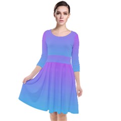 Fuschia Turquoise Dream Quarter Sleeve Waist Band Dress