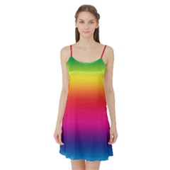 Neon Bright Rainbow Satin Night Slip by retrotoomoderndesigns