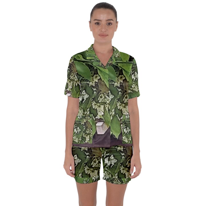 Garden of the Phoenix  Satin Short Sleeve Pyjamas Set