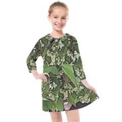 Garden Of The Phoenix  Kids  Quarter Sleeve Shirt Dress by Riverwoman