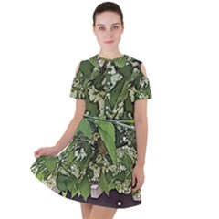 Garden Of The Phoenix  Short Sleeve Shoulder Cut Out Dress  by Riverwoman