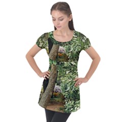 Garden Of The Phoenix  Puff Sleeve Tunic Top