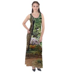 Garden Of The Phoenix  Sleeveless Velour Maxi Dress