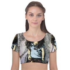 Chocolate Velvet Short Sleeve Crop Top 