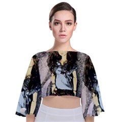 Chocolate Tie Back Butterfly Sleeve Chiffon Top