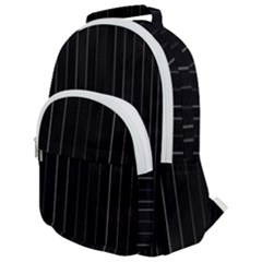 Dark Linear Abstract Print Rounded Multi Pocket Backpack