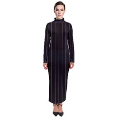 Dark Linear Abstract Print Turtleneck Maxi Dress