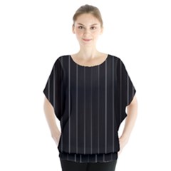 Dark Linear Abstract Print Batwing Chiffon Blouse