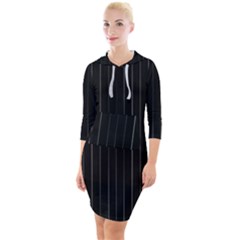 Dark Linear Abstract Print Quarter Sleeve Hood Bodycon Dress