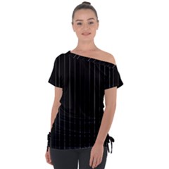 Dark Linear Abstract Print Tie-up Tee