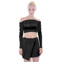 Dark Linear Abstract Print Off Shoulder Top with Mini Skirt Set View1