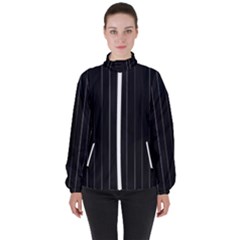 Dark Linear Abstract Print High Neck Windbreaker (women)