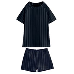 Dark Linear Abstract Print Kids  Swim Tee And Shorts Set