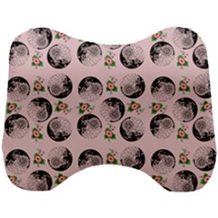 Vintage Girl With Flowers Pink Head Support Cushion