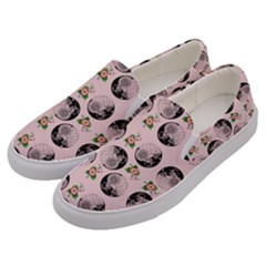 Vintage Girl With Flowers Pink Men s Canvas Slip Ons by snowwhitegirl