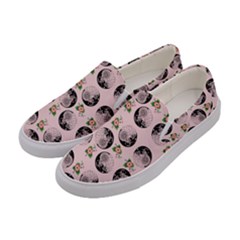 Vintage Girl With Flowers Pink Women s Canvas Slip Ons by snowwhitegirl