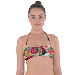 Tropical Bird Floral Halter Bandeau Bikini Top by snowwhitegirl