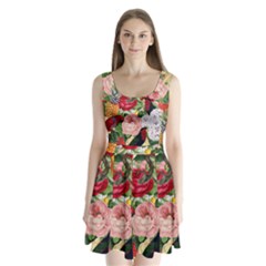 Tropical Bird Floral Split Back Mini Dress  by snowwhitegirl