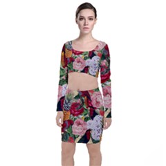 Tropical Bird Floral Top And Skirt Sets