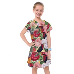 Tropical Bird Floral Kids  Drop Waist Dress by snowwhitegirl