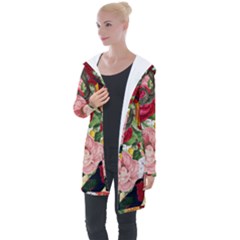 Tropical Bird Floral Longline Hooded Cardigan