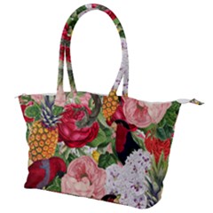 Tropical Bird Floral Canvas Shoulder Bag