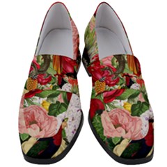 Tropical Bird Floral Women s Chunky Heel Loafers