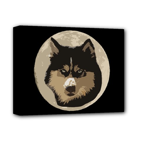 Husky Moon Deluxe Canvas 14  X 11  (stretched) by snowwhitegirl