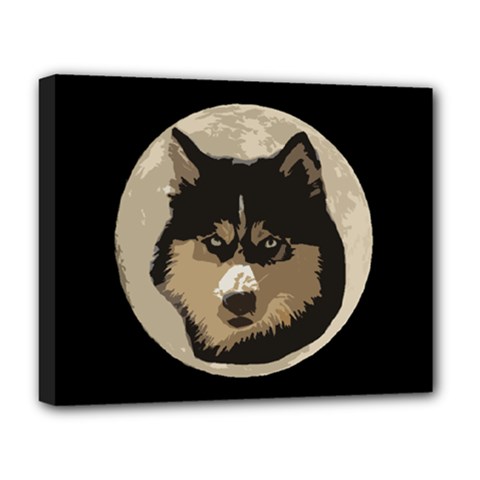 Husky Moon Deluxe Canvas 20  X 16  (stretched) by snowwhitegirl