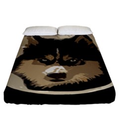 Husky Moon Fitted Sheet (king Size) by snowwhitegirl