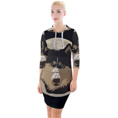 Husky Moon Quarter Sleeve Hood Bodycon Dress